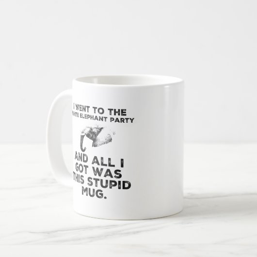 Funny White Elephant Weihnachts-Party Design Kaffeetasse (Vorderseite Links)