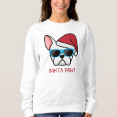 Funny White Frenchie Santa Paws Weihnachten Sweatshirt (Vorderseite)