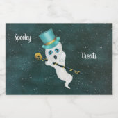 Funny White Ghost Hazy Sky Top Hat Skull Cane Lebensmitteletikett (Einzelnes Label)