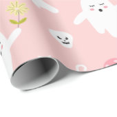 Funny White Ghost Pink With Balloon Halloween Geschenkpapier (Rolleneckpunkt)