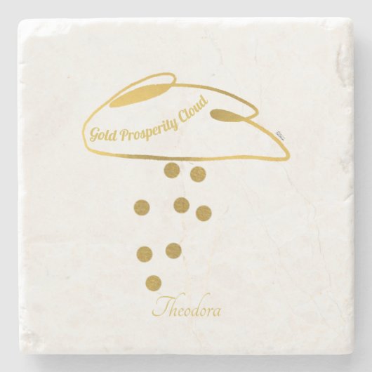 Funny White Gold Prosperity Cloud Steinuntersetzer (Vorderseite)