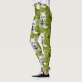 Funny White Husky Welpe mit blauer Sonnenbrille, Leggings (Links)