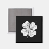 Funny White Kleeblatt 4 Blatt Clover St Patricks D Magnet (Vorderseite/Rückseite)