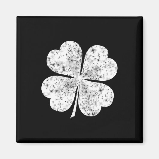 Funny White Kleeblatt 4 Blatt Clover St Patricks D Magnet (Vorne)