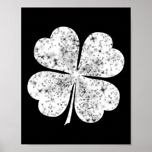 Funny White Kleeblatt 4 Blatt Clover St Patricks D Poster (Vorne)