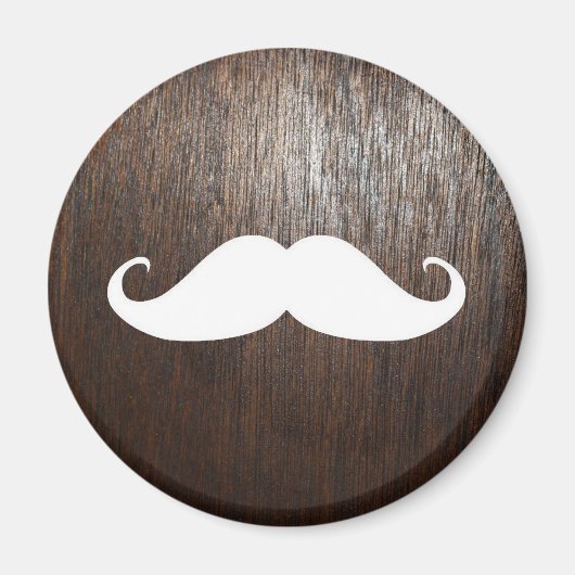 Funny White Mustache auf Eichenholzhintergrund Magnet (Vorne)