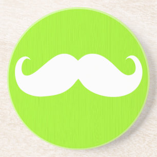 Funny White Mustache auf Gelbgrünem Hintergrund Untersetzer