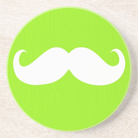 Funny White Mustache auf Gelbgrünem Hintergrund Untersetzer (Vorne)