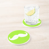 Funny White Mustache auf Gelbgrünem Hintergrund Untersetzer (Seite)