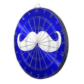 Funny White Mustache auf Metal Blue Background Dartscheibe (Vorderseite rechts)