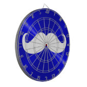 Funny White Mustache auf Metal Blue Background Dartscheibe (Vorderseite Links)