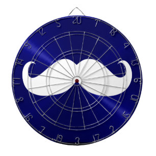 Funny White Mustache auf Metal Blue Background Dartscheibe