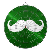 Funny White Mustache auf Metal Green Hintergrund Dartscheibe (vorne)
