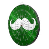 Funny White Mustache auf Metal Green Hintergrund Dartscheibe (Vorderseite rechts)