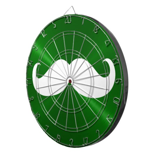 Funny White Mustache auf Metal Green Hintergrund Dartscheibe (Vorderseite rechts)