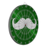 Funny White Mustache auf Metal Green Hintergrund Dartscheibe (Vorderseite Links)