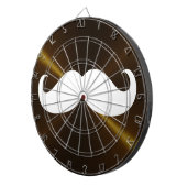 Funny White Mustache auf Metall Hintergrund Dartscheibe (Vorderseite rechts)