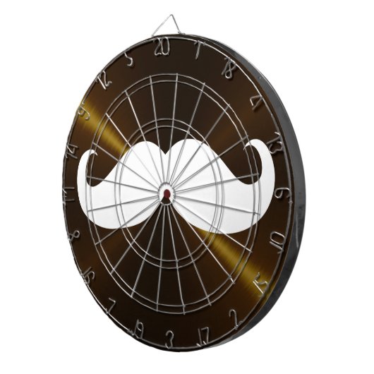 Funny White Mustache auf Metall Hintergrund Dartscheibe (Vorderseite rechts)