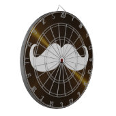 Funny White Mustache auf Metall Hintergrund Dartscheibe (Vorderseite Links)