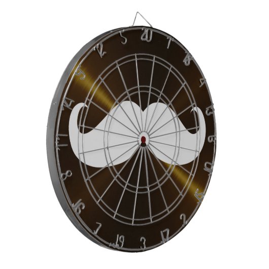 Funny White Mustache auf Metall Hintergrund Dartscheibe (Vorderseite Links)