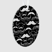 Funny White Mustache Design in Schwarz Ornament (Vorderseite)