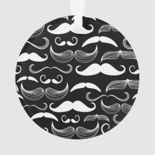 Funny White Mustache Design in Schwarz Ornament