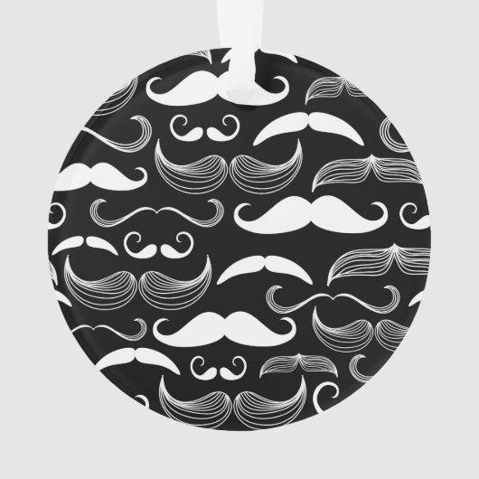 Funny White Mustache Design in Schwarz Ornament (Rückseite)