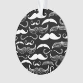 Funny White Mustache Design in Schwarz Ornament (Vorderseite)