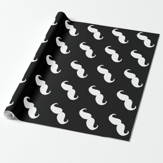Funny White Mustache Geschenkpapier (Ungerollt)