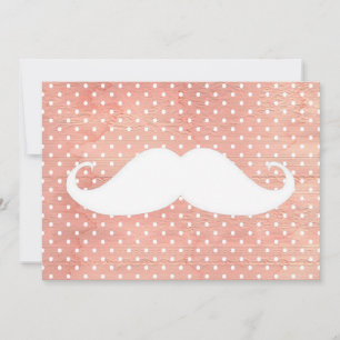 Funny White Mustache on Pink Polka Dots Muster