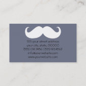 Funny White Mustache und Schlicht Grau Visitenkarte (Rückseite)