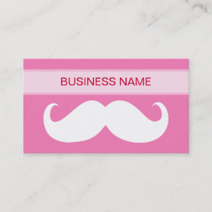 Funny White Mustache und Schlicht Pink Visitenkarte