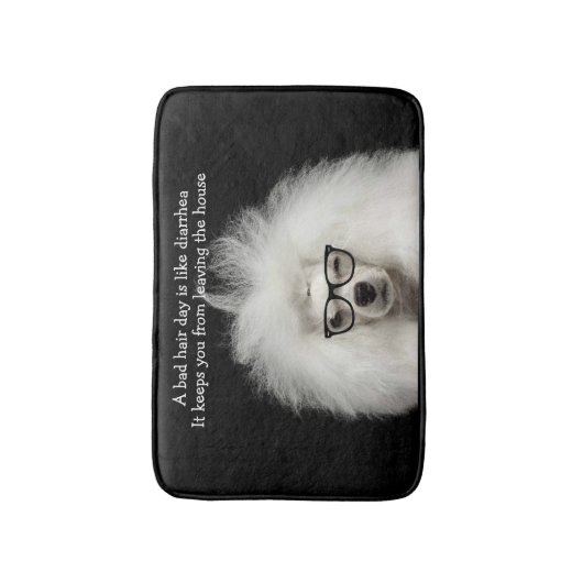 Funny White Poodle Diarrhoe Bath Mat Badematte (Vorderseite Vertikal)