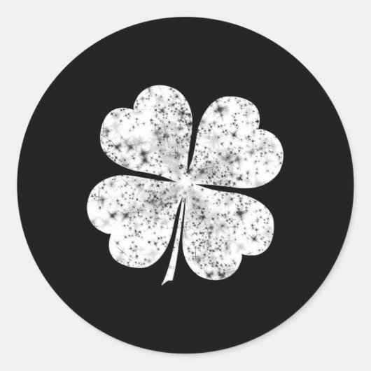 Funny White Shamrock 4-leaf Clover St Patricks Day Runder Aufkleber (Vorderseite)