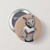 Funny White Siamese Cat Lieben Mäuse Button (Vorne & Hinten)