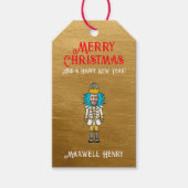 Funny White Silver Gold Nutcracker Frohe Weihnacht Geschenkanhänger (Vorderseite)