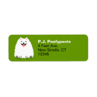 Funny White Spitz Cartoon Dog Rücksendeadresse