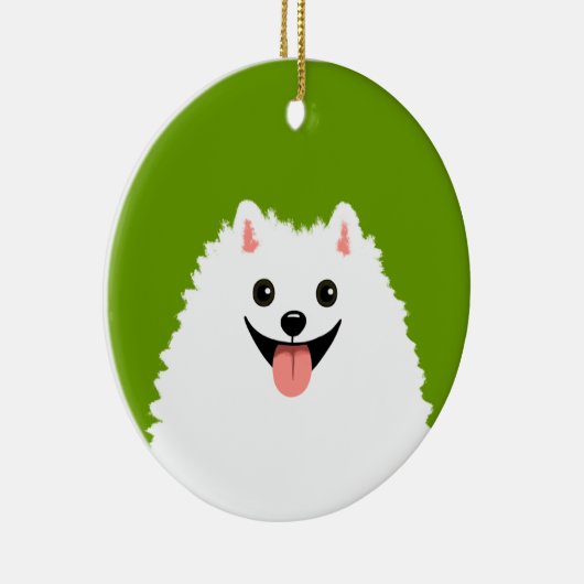 Funny White Spitz Cartoon Dog Weihnachten Keramikornament (Rechts)