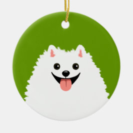 Funny White Spitz Cartoon Dog Weihnachten Keramikornament