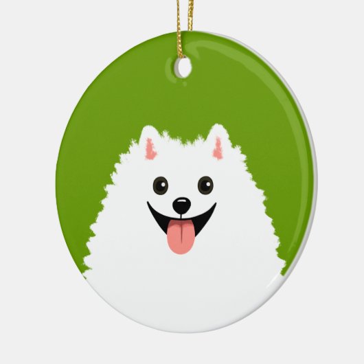 Funny White Spitz Cartoon Dog Weihnachten Keramikornament (Links)