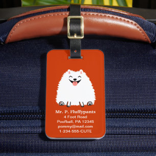 Funny White Spitz mit anpassbarem Text Gepäckanhänger