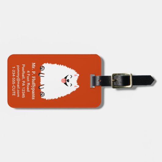 Funny White Spitz mit anpassbarem Text Gepäckanhänger (Vorderseite horizontal)