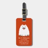 Funny White Spitz mit anpassbarem Text Gepäckanhänger (Vorderseite vertikal)