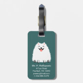 Funny White Spitz mit anpassbarem Text Gepäckanhänger (Rückseite vertikal)