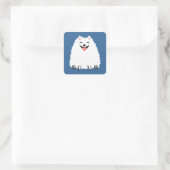 Funny White Spitz Quadratischer Aufkleber (Tasche)