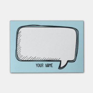 Funny White Talk Blase auf blauem Personalisierten Post-it Klebezettel