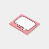 Funny White Talk Blase auf Pink Personalisiert Nam Post-it Klebezettel (angewinkelt)