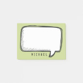 Funny White Talk Blase über grünen Personalisierte Post-it Klebezettel (Vorderseite)