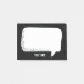 Funny White Talk Blase über schwarzen Personalisie Post-it Klebezettel (Vorderseite)