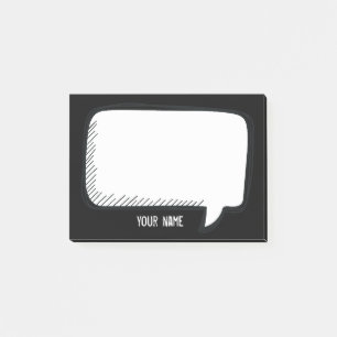 Funny White Talk Blase über schwarzen Personalisie Post-it Klebezettel